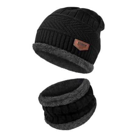 winter beanie cap and neck warmer set