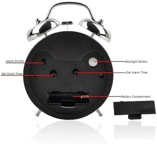 Twin-bell analog alarm clock