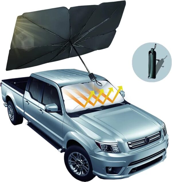 Umbrella-style car windshield sunshade