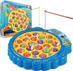 Rotating musical fishing game toy