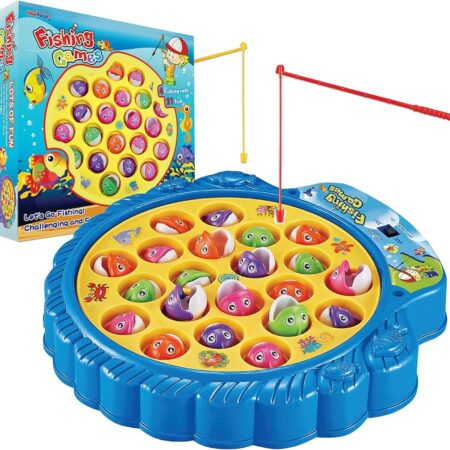 Rotating musical fishing game toy