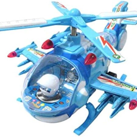 blue transparent battery-operated helicopter