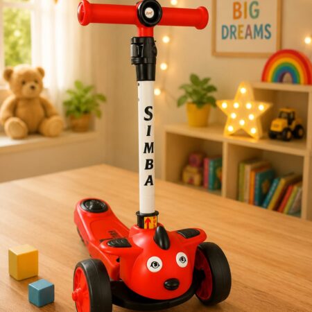 Simba red three-wheeled foldable kick scooter (DSC-180)