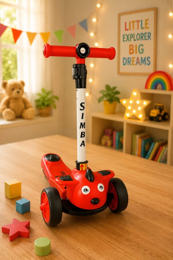 Simba red three-wheeled foldable kick scooter (DSC-180)